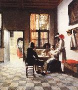 HOOCH, Pieter de Cardplayers in a Sunlit Room sg Spain oil painting artist
